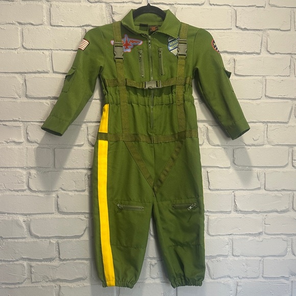 Kids Green Flight Suit Costume size 4 - Picture 5 of 9